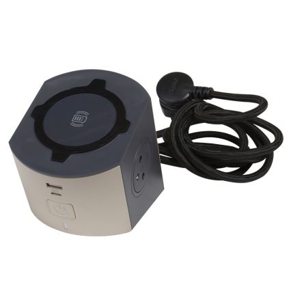 Legrand 049402 - Multi-prise avec interrupteur 2Z Type E + USB-A + USB-C et charge sans fil 10W 2m marron