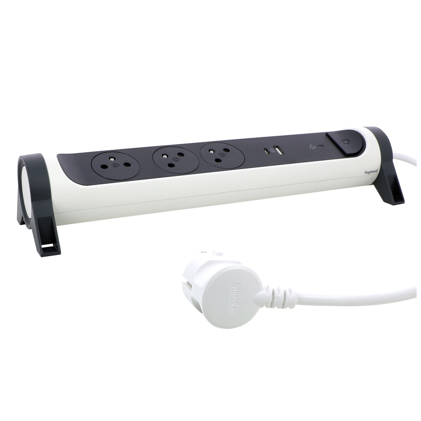Legrand 049416 - Rallonge avec interrupteur 3Z Type E + USB-A + USB-C 1,5m