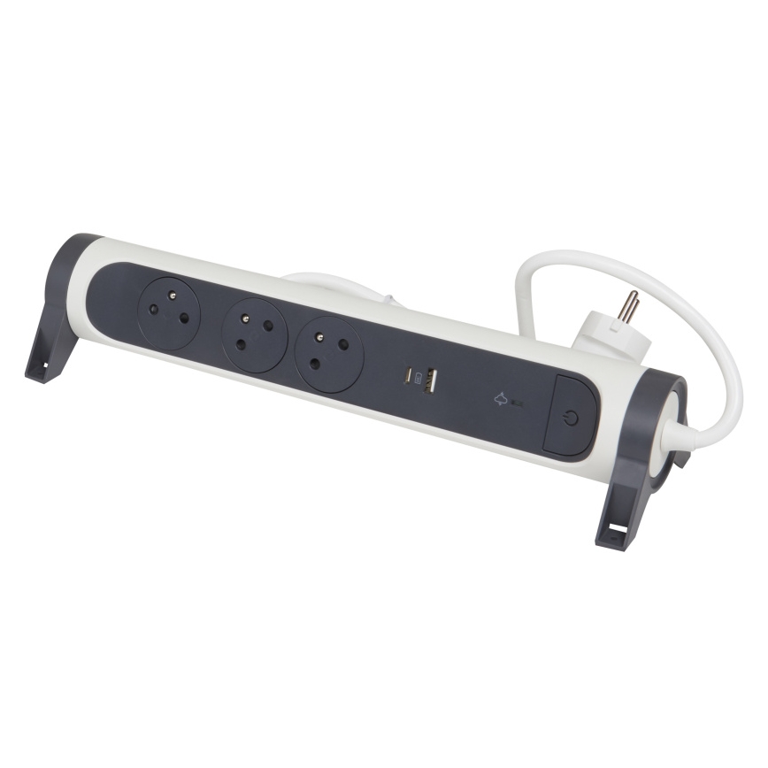 Legrand 049416 - Rallonge avec interrupteur 3Z Type E + USB-A + USB-C 1,5m
