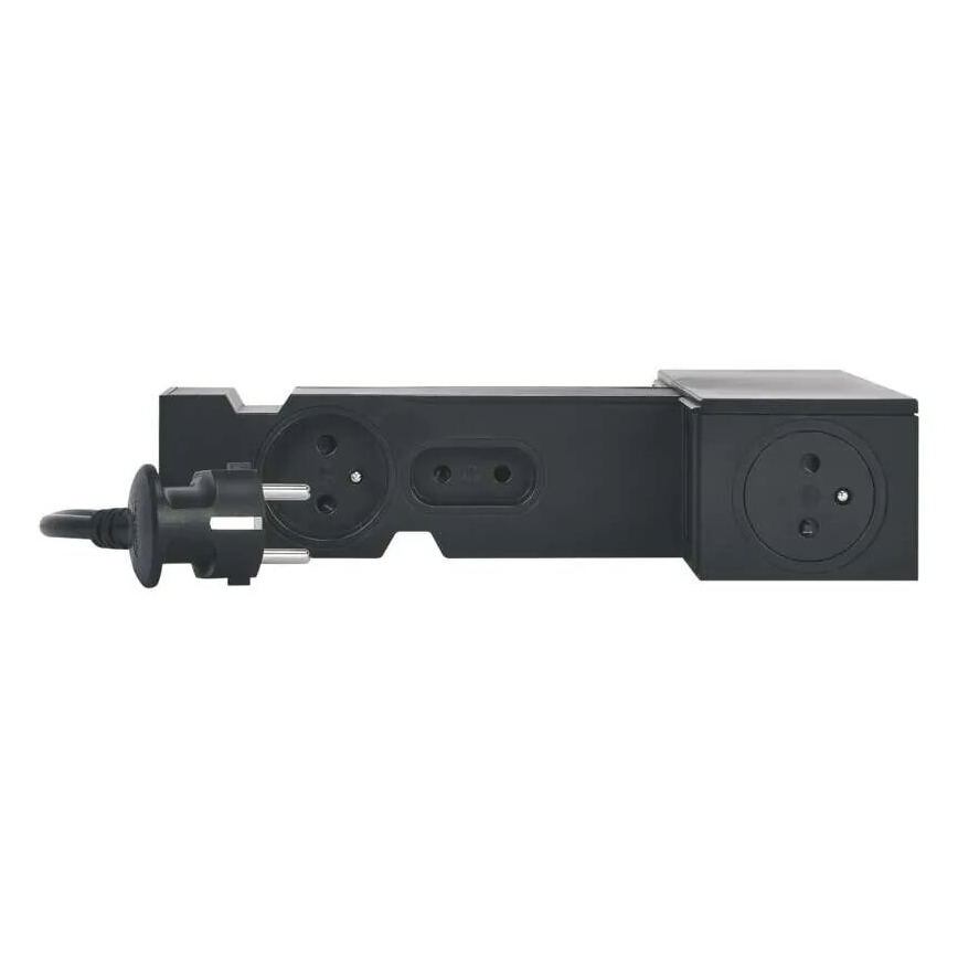 Legrand 049430 - Multimedia-HUB met schakelaar 4Z Type E + 4Z Type C 2m zwart