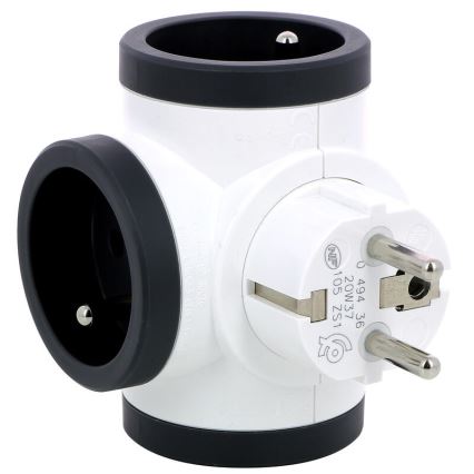 Legrand 049436 - Multiprise swivel 3Z Type E blanc/noir