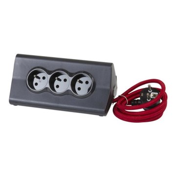 Legrand 050411 - Verlengkabel met schakelaar en tabletstandaard 3Z Type E + 2 x USB-A 1,5m zwart