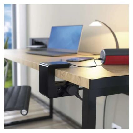 Legrand 050412 - Câble d'extension avec interrupteur pour dessus de table 4Z Type E + 2x USB-A 1,5m noir