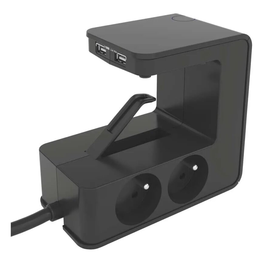 Legrand 050412 - Câble d'extension avec interrupteur pour dessus de table 4Z Type E + 2x USB-A 1,5m noir