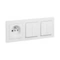 Legrand - 2x dubbele serieschakelaar č. 5 en wandcontactdoos met afdekraam SUNO 250V wit