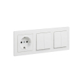 Legrand - 2x interrupteur double en série č. 5 et prise domestique SCHUKO avec cadre SUNO 250V blanc