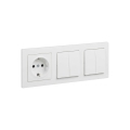 Legrand - 2x interrupteur double série n°5 et prise murale SCHUKO avec cadre SUNO 250V blanc
