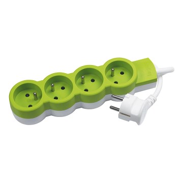 Legrand 50206 - Stekkerdoos 230V/10A 4x2P+T 1,5M groen