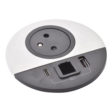 Legrand 654708 - Colonne de prises pour table 1x230V + USB-A + USB-C + RJ45