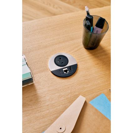 Legrand 654708 - Colonne de prises pour table 1x230V + USB-A + USB-C + RJ45