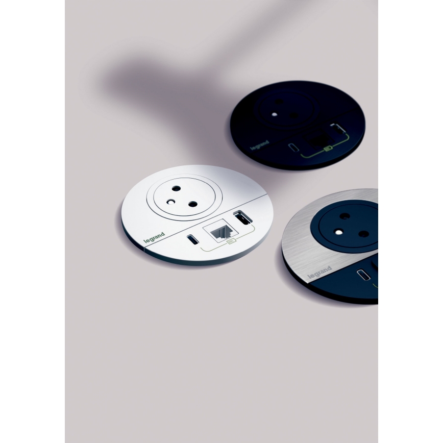 Legrand 654708 - Colonne de prises pour table 1x230V + USB-A + USB-C + RJ45