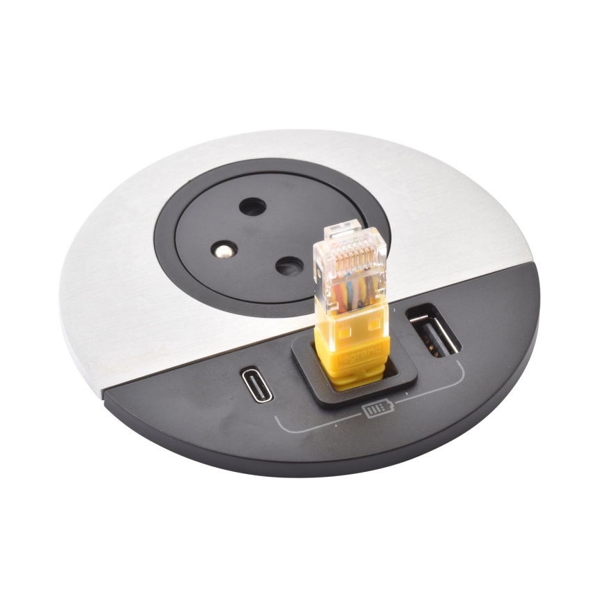 Legrand 654708 - Colonne de prises pour table 1x230V + USB-A + USB-C + RJ45