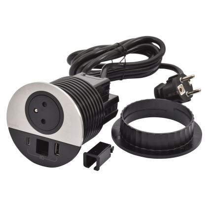 Legrand 654708 - Colonne de prises pour table 1x230V + USB-A + USB-C + RJ45