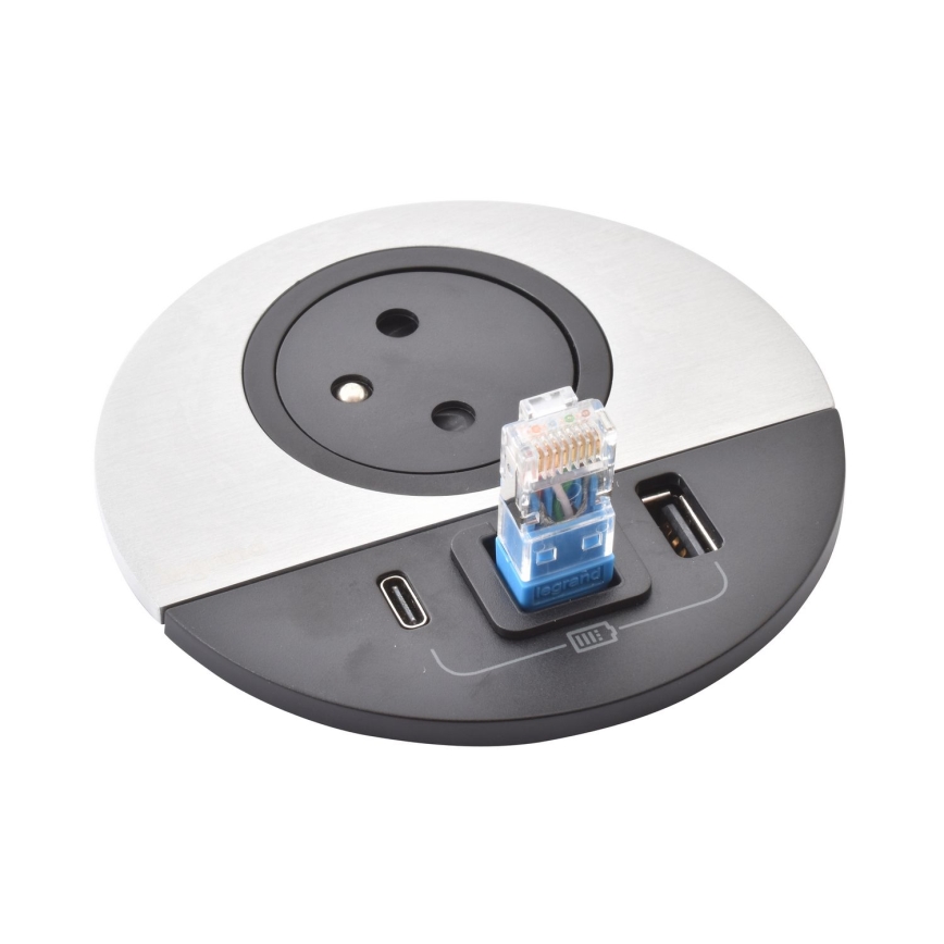Legrand 654708 - Stekkerdoos voor tafelblad 1x230V + USB-A + USB-C + RJ45