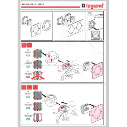 Legrand 89700 - Cadre pour prise de sol PLATINUM 2M IP44 acier inoxydable