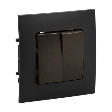 Legrand - Double interrupteur va-et-vient n° 5 avec cadre NILOE noir