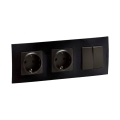 Legrand - Double prise domestique SCHUKO et double interrupteur va-et-vient n° 5 avec cadre NILOE 250V blanc