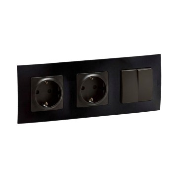 Legrand - Double prise domestique SCHUKO et double interrupteur va-et-vient n° 5 avec cadre NILOE 250V blanc