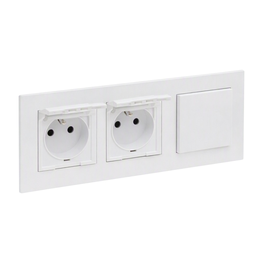 Legrand - Double prise extérieure pour usage domestique et interrupteur unipolaire n° 1 avec cadre NILOE STEP 250 V blanc