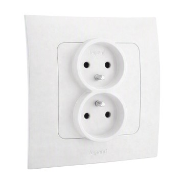 Legrand - Double prise murale avec plaque NILOE 250 V blanche