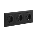 Legrand - Drievoudig SCHUKO-stopcontact voor huishoudelijk gebruik met afdekraam SUNO 250V zwart