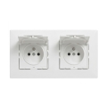 Legrand - Dubbel buitenwandcontactdoos voor huishoudelijk gebruik met frame NILOE STEP 250V IP44 wit