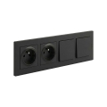 Legrand - Dubbel huishoudelijk stopcontact en dubbele eenpolige schakelaar nr. 1 met afdekraam NILOE STEP 250V zwart
