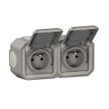 Legrand - Dubbele buitenwandcontactdoos PLEXO 250V IP55 grijs