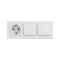 Legrand - Dubbele eenpolige schakelaar nr. 1 en huishoudelijk SCHUKO-stopcontact met afdekraam NILOE STEP 250V wit