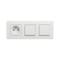 Legrand - Dubbele eenpolige schakelaar nr. 1 en wandcontactdoos met afdekraam NILOE STEP 250V wit