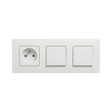 Legrand - Dubbele eenpolige schakelaar nr. 1 en wandcontactdoos met afdekraam NILOE STEP 250V wit