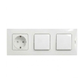 Legrand - Dubbele enkelpolige schakelaar nr. 1 en huishoudelijk SCHUKO-stopcontact met NILOE-afdekraam 250V wit