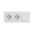 Legrand - Dubbele huishoudelijke SCHUKO-wandcontactdoos en een eenpolige schakelaar nr. 1 met afdekraam NILOE STEP 250V wit