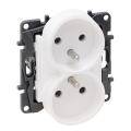 Legrand - Dubbele huishoudelijke wandcontactdoos zonder afdekraam 250V/16A NILOE STEP wit