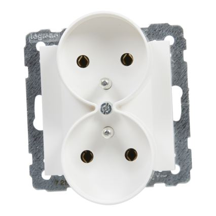Legrand - Dubbele huishoudelijke wandcontactdoos zonder afdekraam 250V/16A SUNO wit