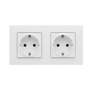 Legrand - Dubbele SCHUKO-wandcontactdoos met afdekraam NILOE STEP 250V wit