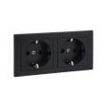 Legrand - Dubbele SCHUKO-wandcontactdoos met SUNO-afdekraam, 250 V, zwart