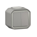 Legrand - Dubbele trapschakelaar nr. 6+6 PLEXO IP55 grijs