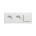 Legrand - Dubbele wandcontactdoos en enkelpolige schakelaar nr. 1 met afdekraam NILOE STEP 250V wit