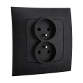 Legrand - Dubbele wandcontactdoos met afdekraam NILOE 250V zwart