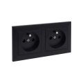 Legrand - Dubbele wandcontactdoos met frame SUNO 250V zwart