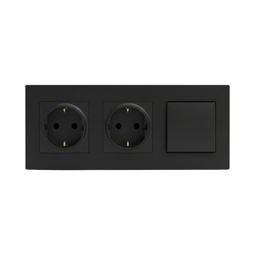 Legrand - Dubbele wandcontactdoos SCHUKO en eenpolige schakelaar nr. 1 NILOE STEP 250V černá