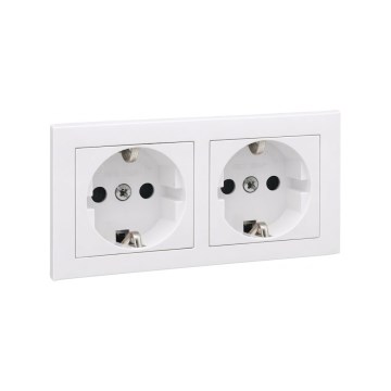 Legrand - Dubbele wandcontactdoos SCHUKO met afdekraam SUNO 250V wit