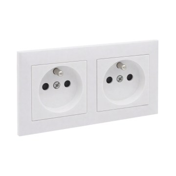 Legrand - Dubbele wandcontactdoos voor huishoudelijk gebruik met afdekraam SUNO 250V wit
