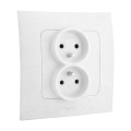 Legrand - Dubbele wandcontactdoos voor huishoudelijk gebruik met frame NILOE 250V wit