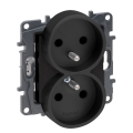 Legrand - Dubbele wandcontactdoos voor huishoudelijk gebruik zonder afdekraam 250V/16A NILOE STEP zwart