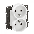 Legrand - Dubbele wandcontactdoos voor huishoudelijk gebruik zonder afdekraam NILOE 250V wit