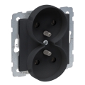 Legrand - Dubbele wandcontactdoos zonder afdekraam 250V/16A SUNO zwart