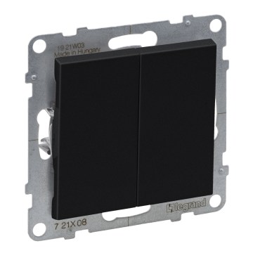 Legrand - Interrupteur d'escalier double sans cadre n° 6+6 SUNO, noir