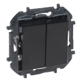 Legrand - Interrupteur double en série n°5 sans cadre NILOE STEP noir